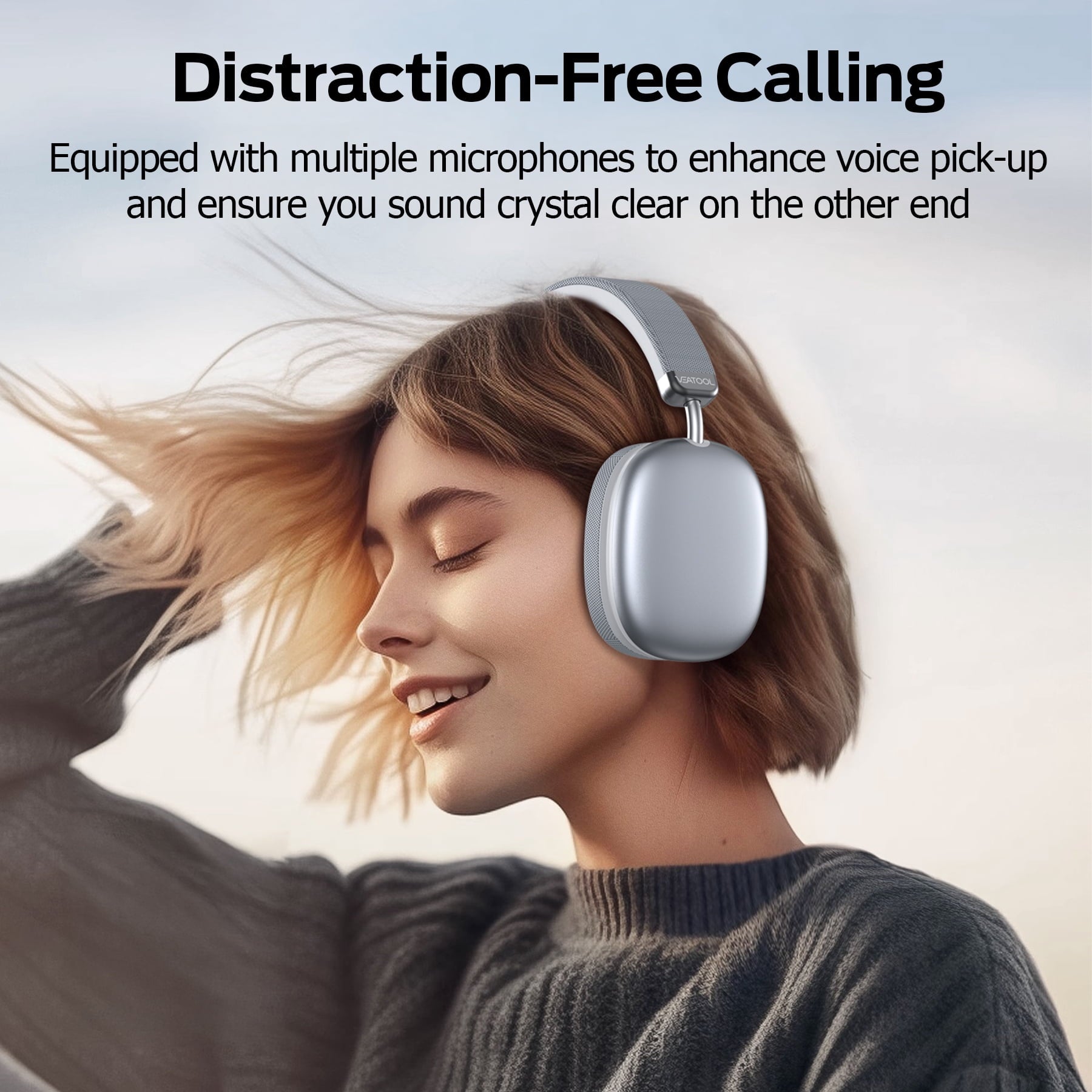 Bluetooth Headphones Over Ear, 65Hrs Playtime Wireless Headphones,Bass Boosted by 90%,Lightweight Headset with Deep Bass, Clear Call with 4 Noise Cancelling Mics,Low Latency for Travel Work Cellphone